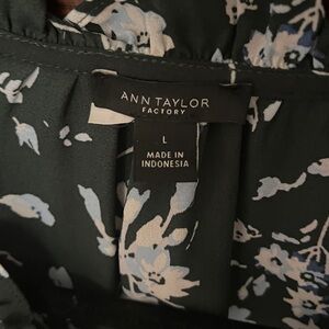 Ann Taylor Dark Green Floral Blouse